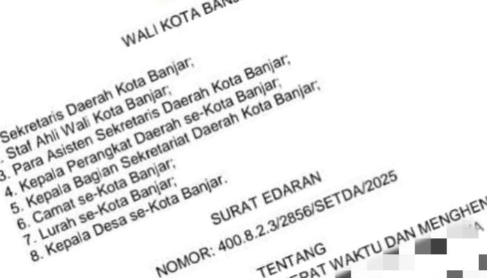 Saat Adzan Berkumandang Aktivitas Rapat Harap Berhenti Sejenak, Ada Surat Edaran Walikota Banjar