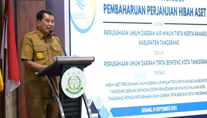 Bupati dan Walikota Tangerang Tandatangani Perjanjian Hibah Aset Antar Perumdam TKR