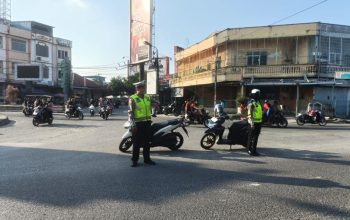 Sat Lantas Polres Tanjung Balai Amankan Pasar Tumpah