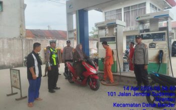 Pastikan Distribusi BBM Lancar, Polres Tanjung Balai Jaga Ketat SPBU Sudirman