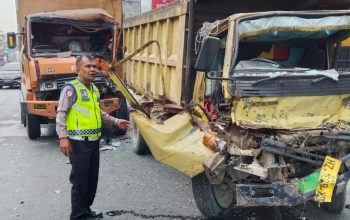 Satlantas Polres Sergai Selidiki Tabrakan Beruntun Tiga Truk di Perbaungan, Sopir Pemicu Kabur dari TKP