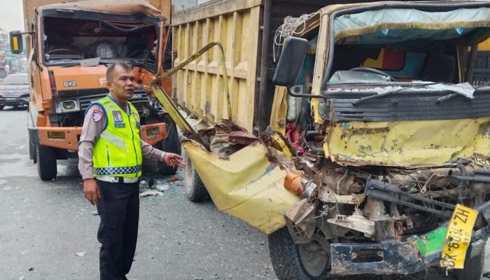 Satlantas Polres Sergai Selidiki Tabrakan Beruntun Tiga Truk di Perbaungan, Sopir Pemicu Kabur dari TKP